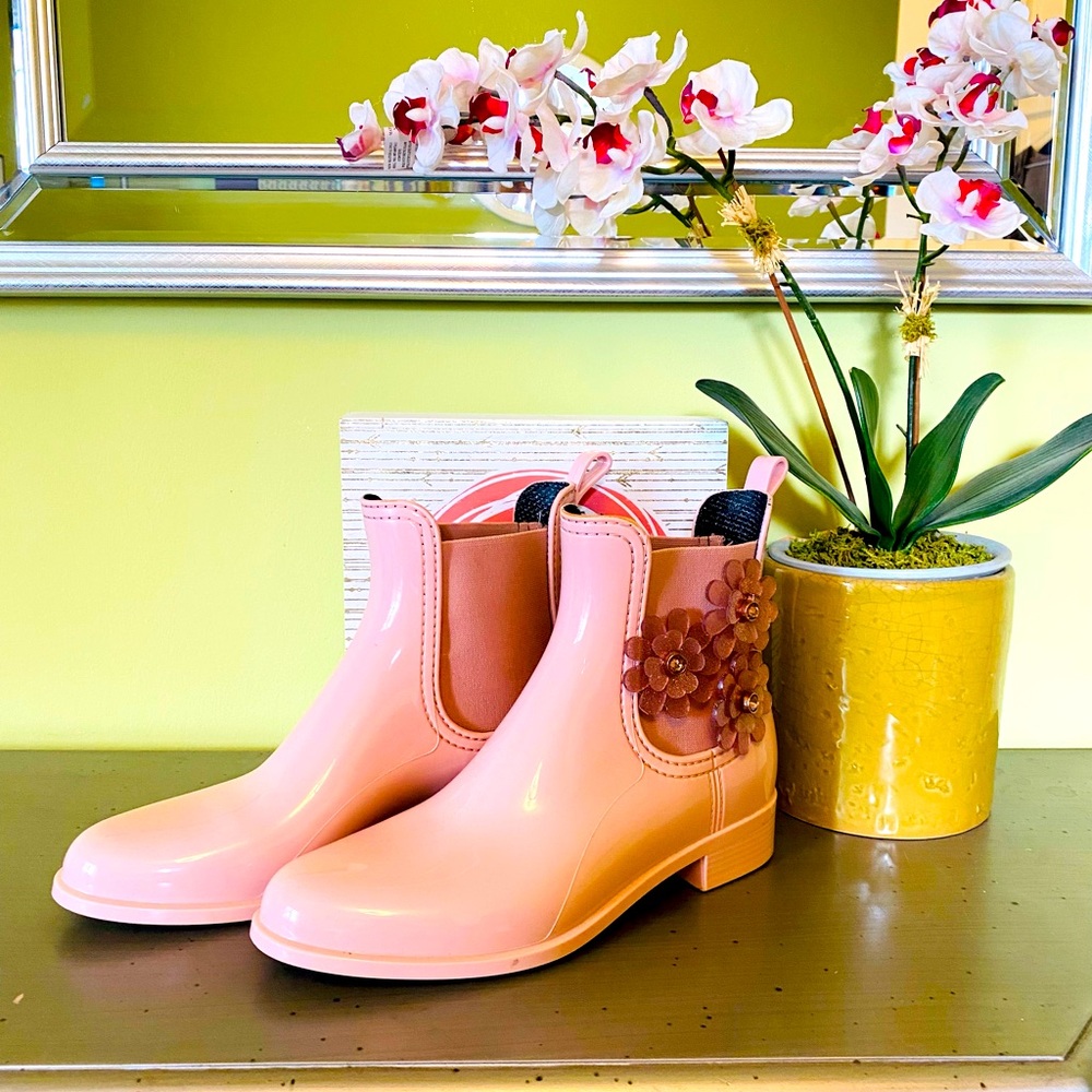 Floral Pink Ankle Boots